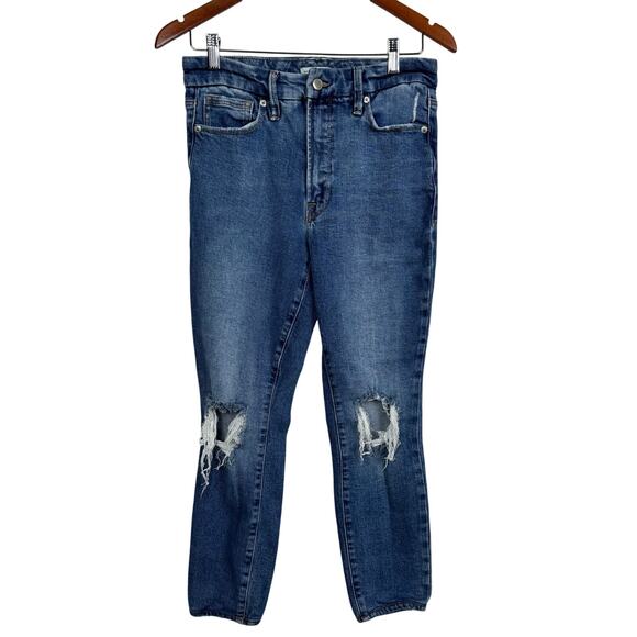 Good American Good Waist Distressed Jeans Size 4 in Indigo144 - Picture 4 of 11
